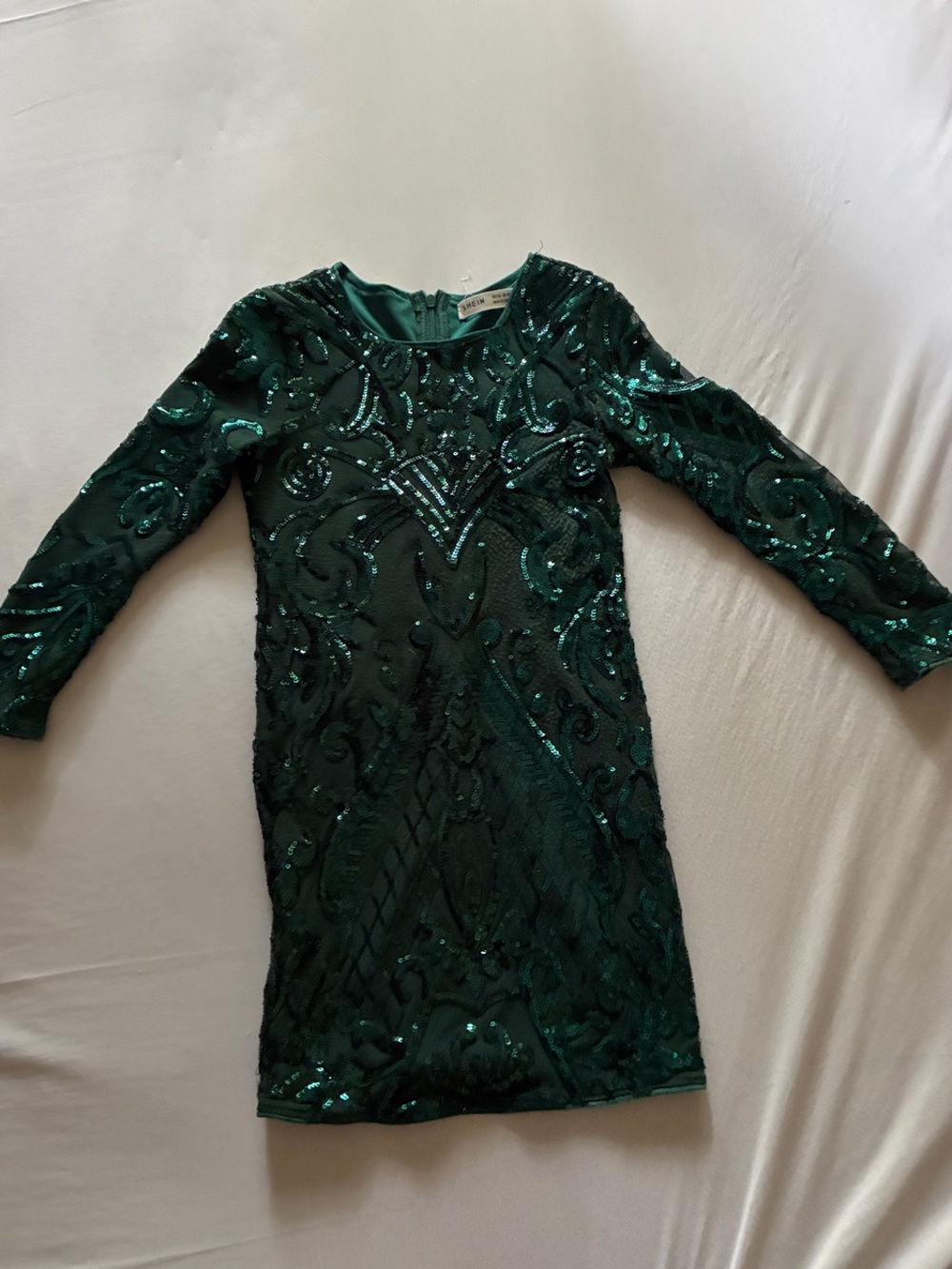 SHEIN Emerald Green Long Sleeve Sequin Dress